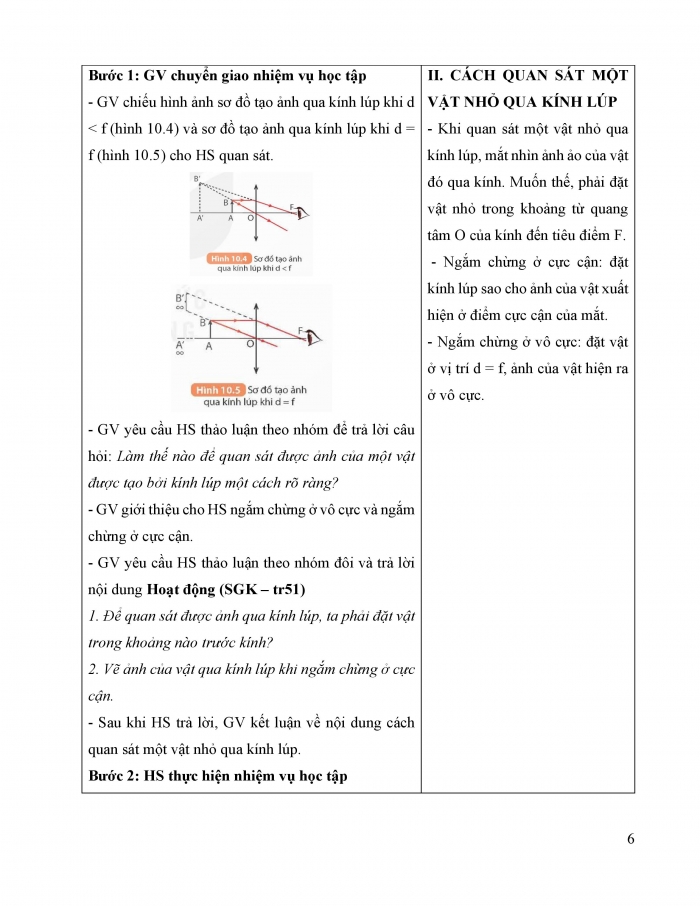 Giáo án và PPT KHTN 9 kết nối bài 10: Kính lúp. Bài tập thấu kính