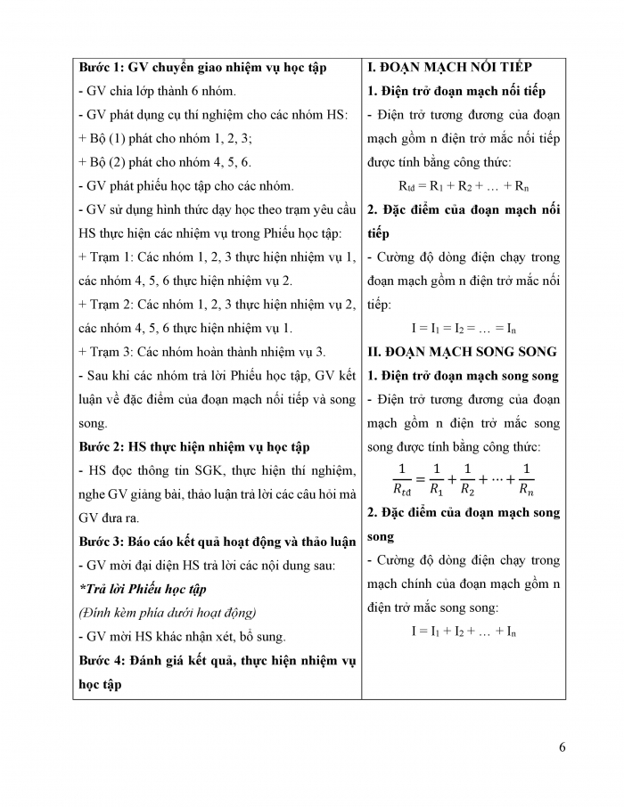 Giáo án và PPT KHTN 9 kết nối bài 12: Đoạn mạch nối tiếp, song song