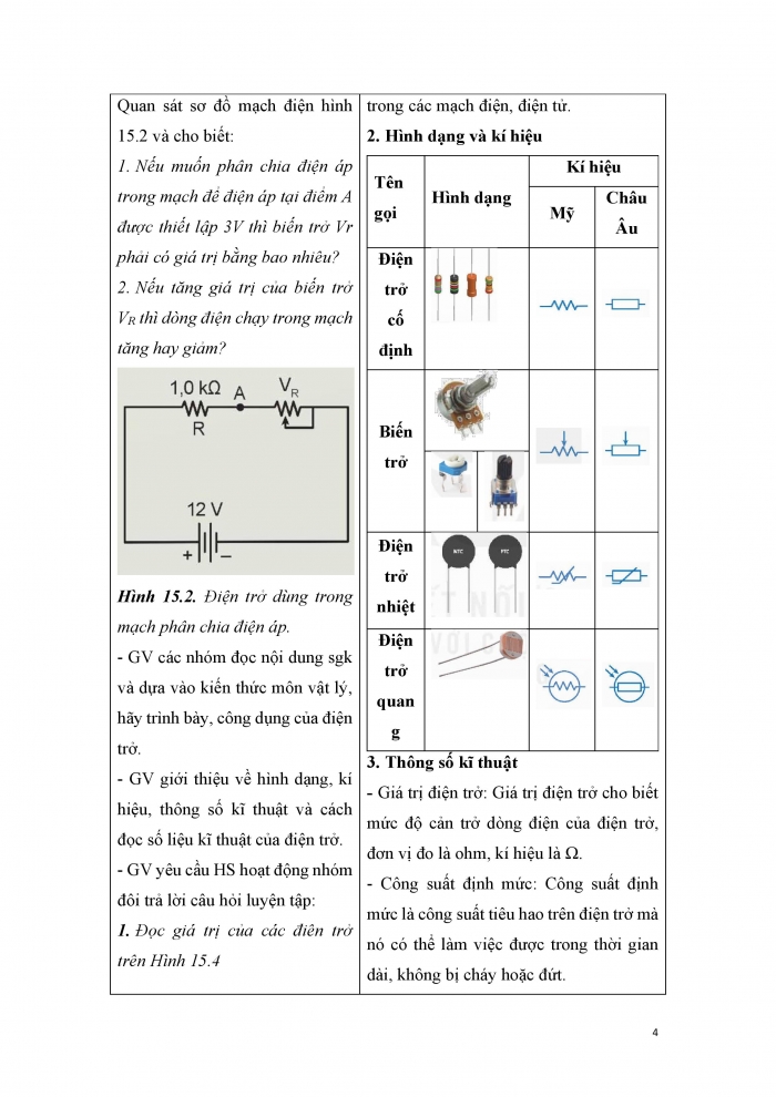 Giáo án và PPT công nghệ 12 điện - điện tử Kết nối bài 15: Điện trở, tụ điện và cuộn cảm