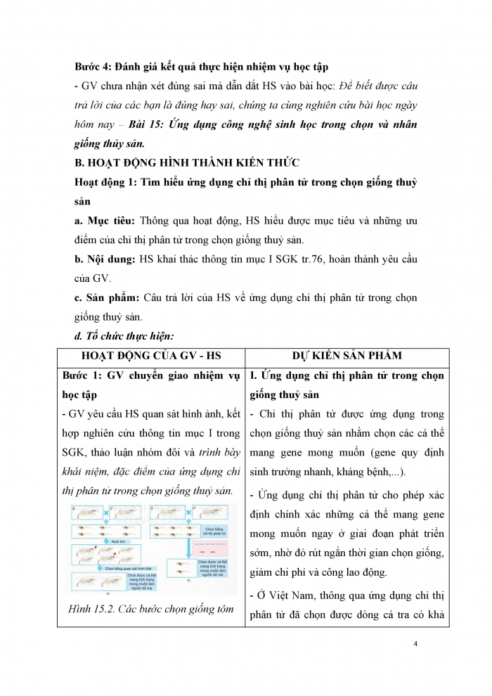 Giáo án và PPT công nghệ 12 lâm nghiệp thủy sản Kết nối bài 15: Ứng dụng công nghệ sinh học trong chọn và nhân giống thủy sản