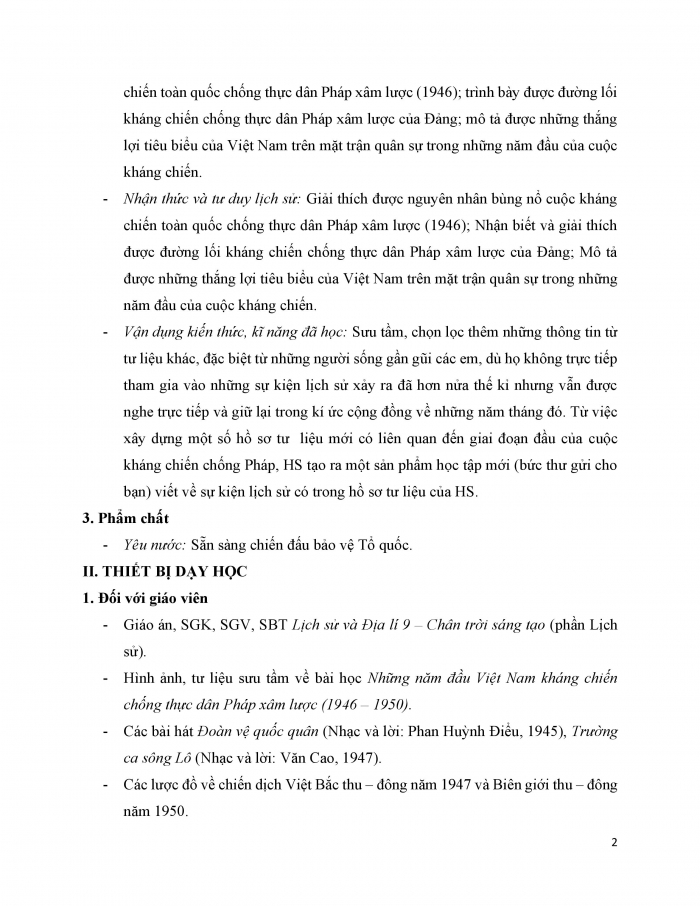 Giáo án và PPT Lịch sử 9 chân trời bài 15: Những năm đầu Việt Nam kháng chiến chống thực dân Pháp xâm lược (1946 - 1950)