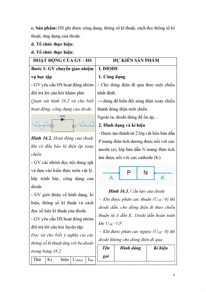 Giáo án và PPT công nghệ 12 điện - điện tử Kết nối bài 16: Diode, transistor và mạch tích hợp IC