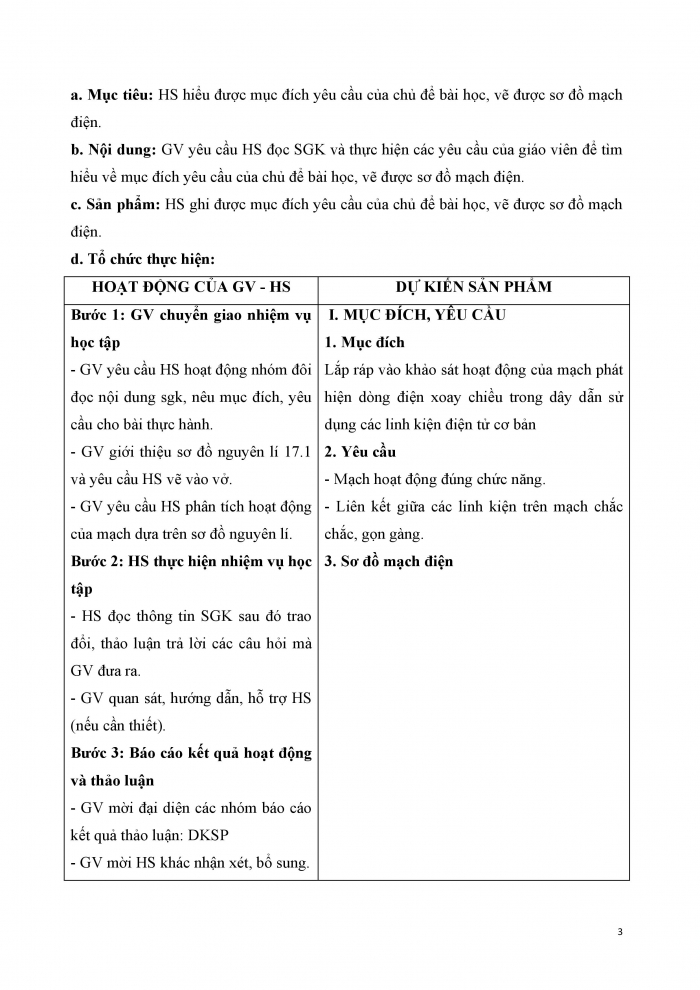 Giáo án và PPT công nghệ 12 điện - điện tử Kết nối bài 17: Thực hành Mạch phát hiện dòng điện xoay chiều trong dây dẫn