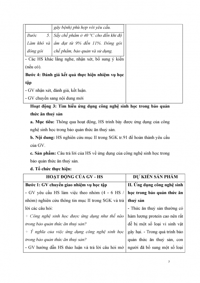 Giáo án và PPT công nghệ 12 lâm nghiệp thủy sản Kết nối bài 18: Ứng dụng công nghệ sinh học trong bảo quản, chế biến thức ăn thủy sản