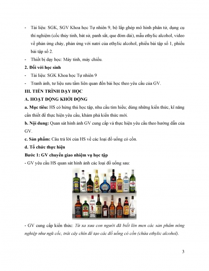 Giáo án và PPT KHTN 9 kết nối bài 26: Ethylic alcohol