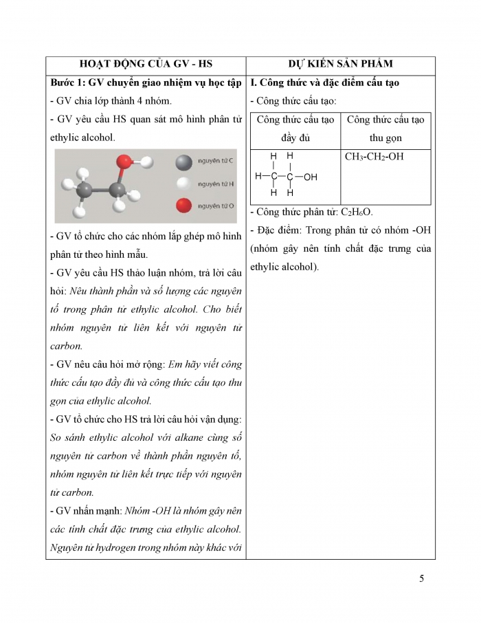 Giáo án và PPT KHTN 9 kết nối bài 26: Ethylic alcohol