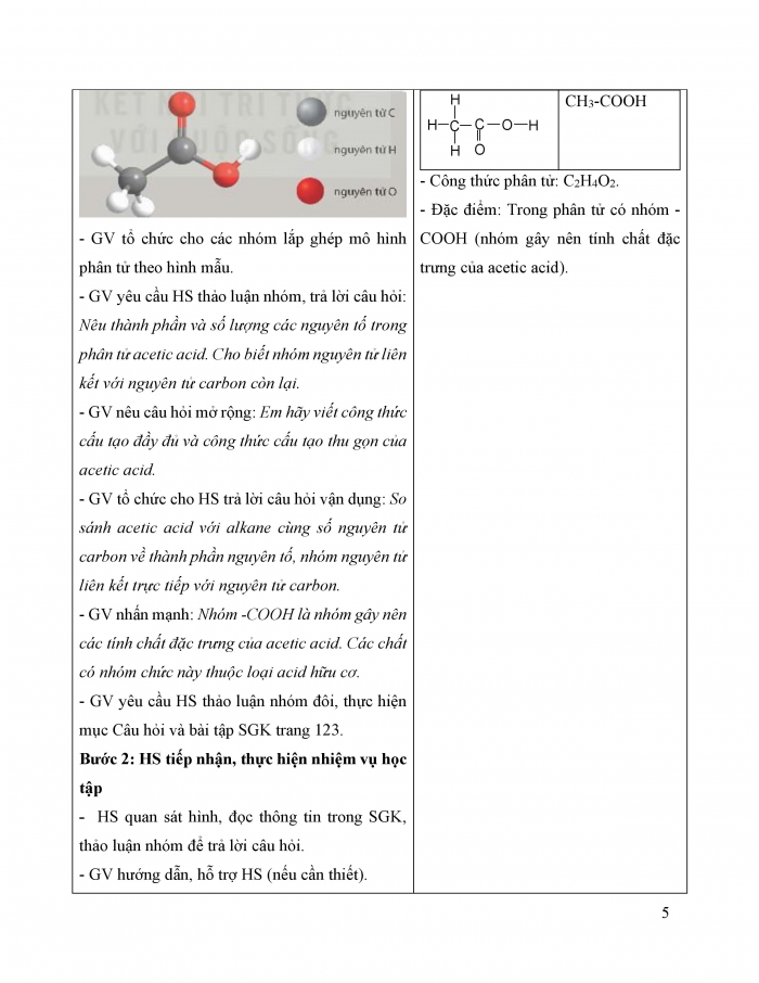 Giáo án và PPT KHTN 9 kết nối bài 27: Acetic acid