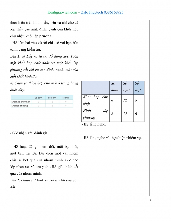 Giáo án và PPT Toán 3 cánh diều bài Khối hộp chữ nhật. Khối lập phương