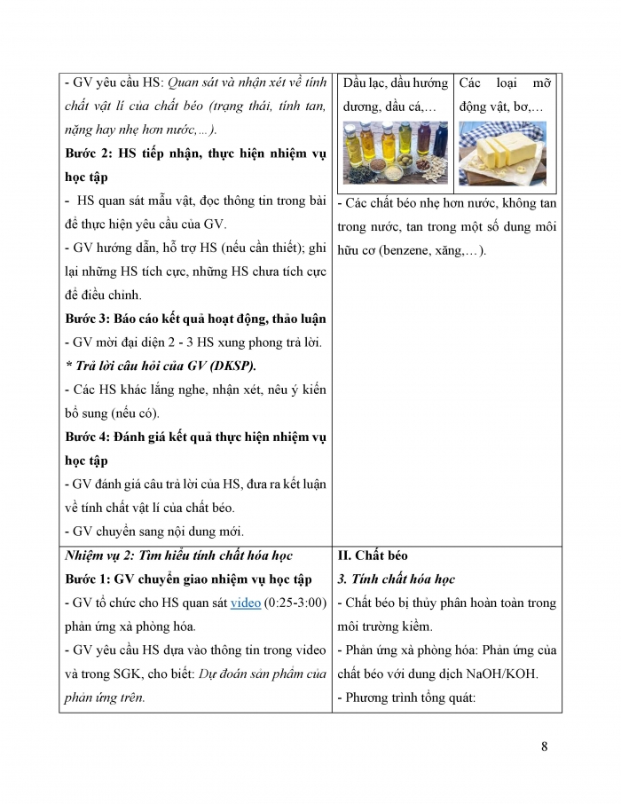 Giáo án và PPT KHTN 9 kết nối bài 28: Lipid