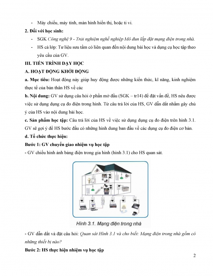 Giáo án và PPT Công nghệ 9 Lắp đặt mạng điện trong nhà Kết nối Bài 3: Thiết kế mạng điện trong nhà