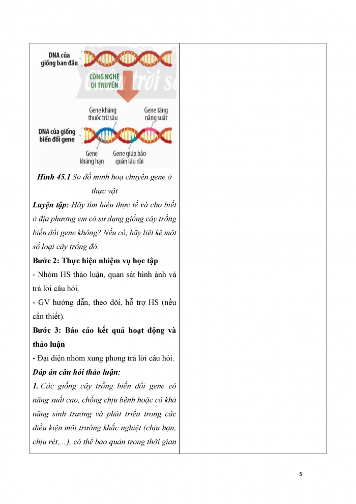 Giáo án và PPT KHTN 9 chân trời Bài 45: Ứng dụng công nghệ di truyền vào đời sống
