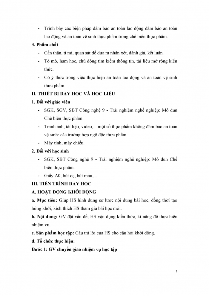 Giáo án và PPT Công nghệ 9 Chế biến thực phẩm Kết nối Bài 4: An toàn lao động và an toàn vệ sinh thực phẩm