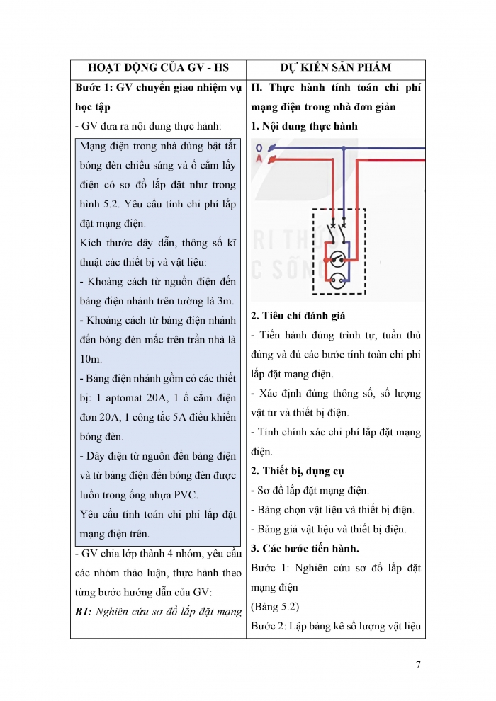 Giáo án và PPT Công nghệ 9 Lắp đặt mạng điện trong nhà Kết nối Bài 5: Tính toán chi phí mạng điện trong nhà