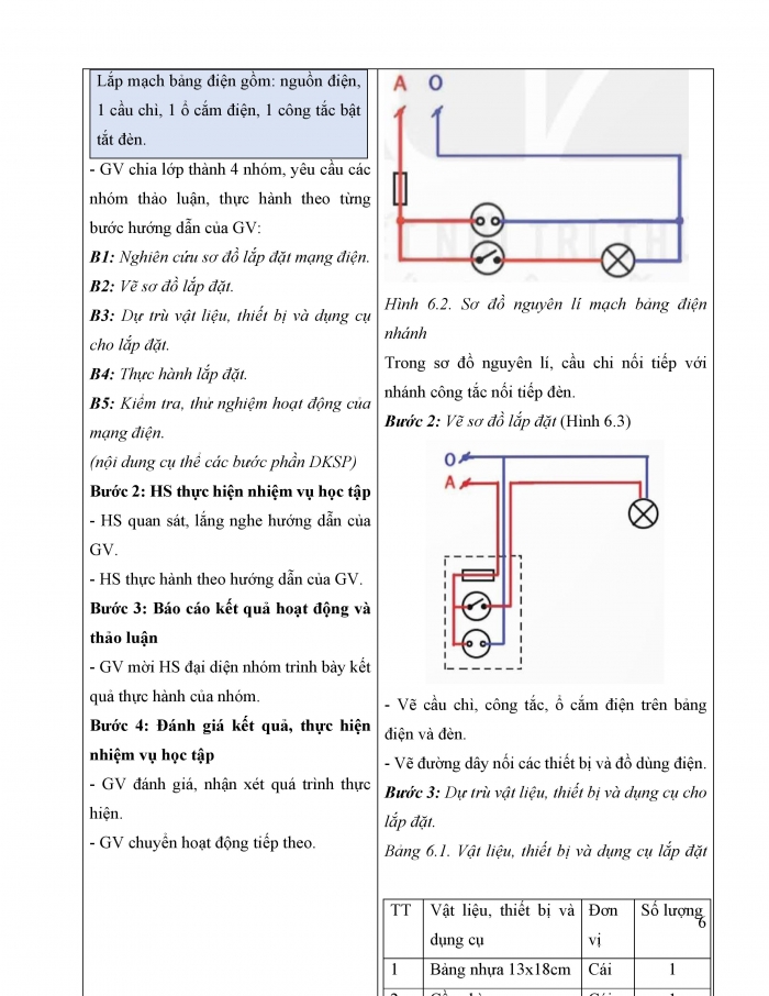 Giáo án và PPT Công nghệ 9 Lắp đặt mạng điện trong nhà Kết nối Bài 6: Thực hành Lắp đặt mạng điện trong nhà