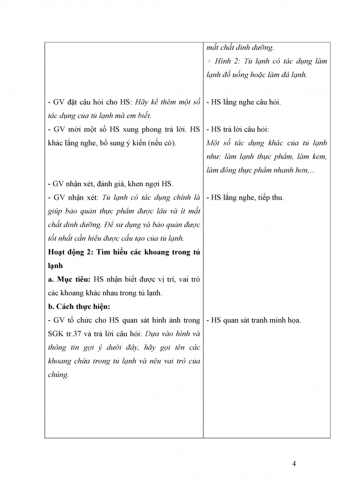 Giáo án và PPT Công nghệ 5 cánh diều bài 7: Sử dụng tủ lạnh