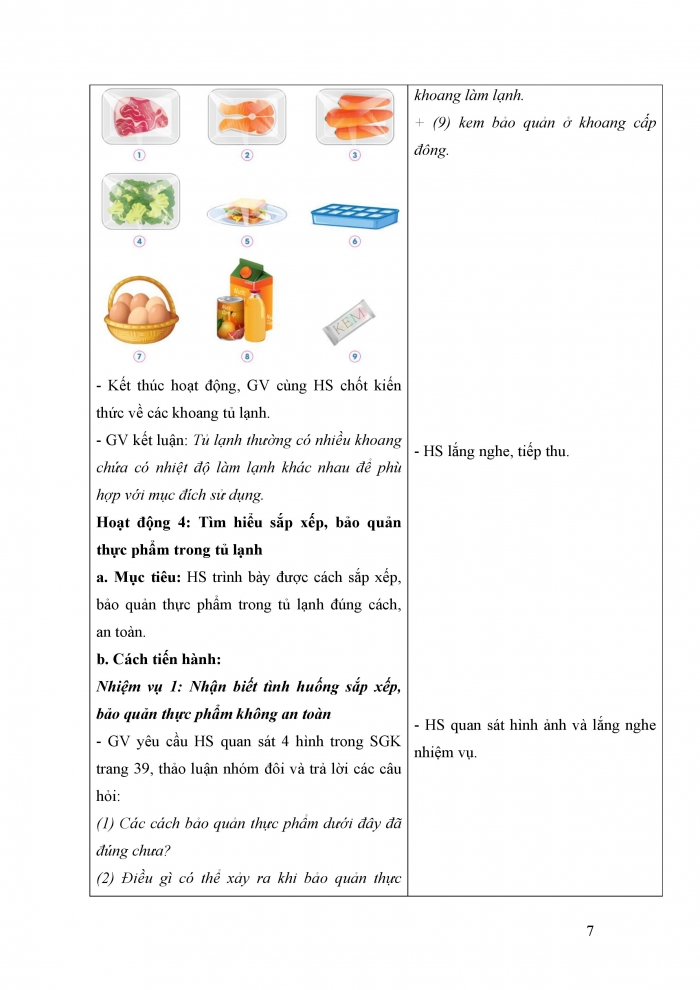 Giáo án và PPT Công nghệ 5 cánh diều bài 7: Sử dụng tủ lạnh