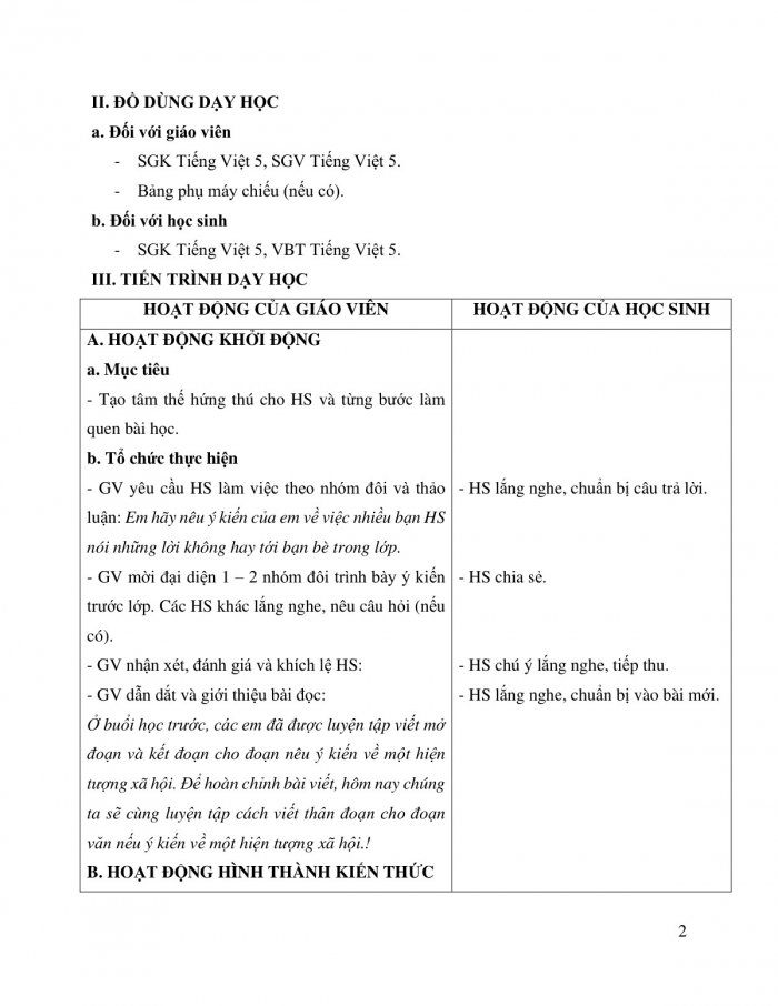 Giáo án và PPT Tiếng Việt 5 cánh diều Bài 8: Luyện tập viết đoạn văn nêu ý kiến về một hiện tượng xã hội (Viết thân đoạn)