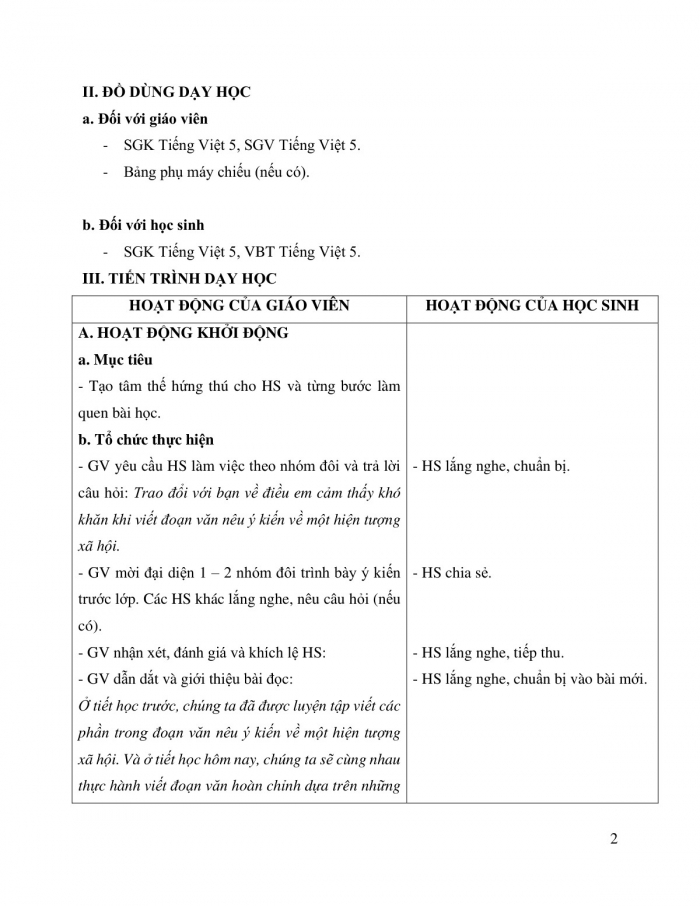 Giáo án và PPT Tiếng Việt 5 cánh diều Bài 8: Luyện tập viết đoạn văn nêu ý kiến về một hiện tượng xã hội (Thực hành viết)