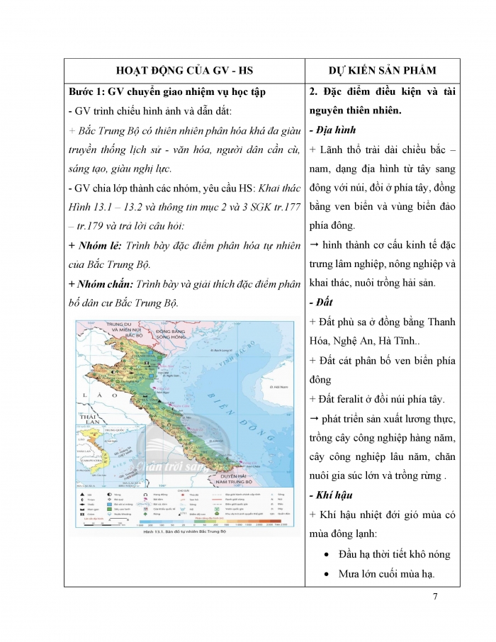 Giáo án và PPT Địa lí 9 chân trời bài 13: Bắc Trung Bộ