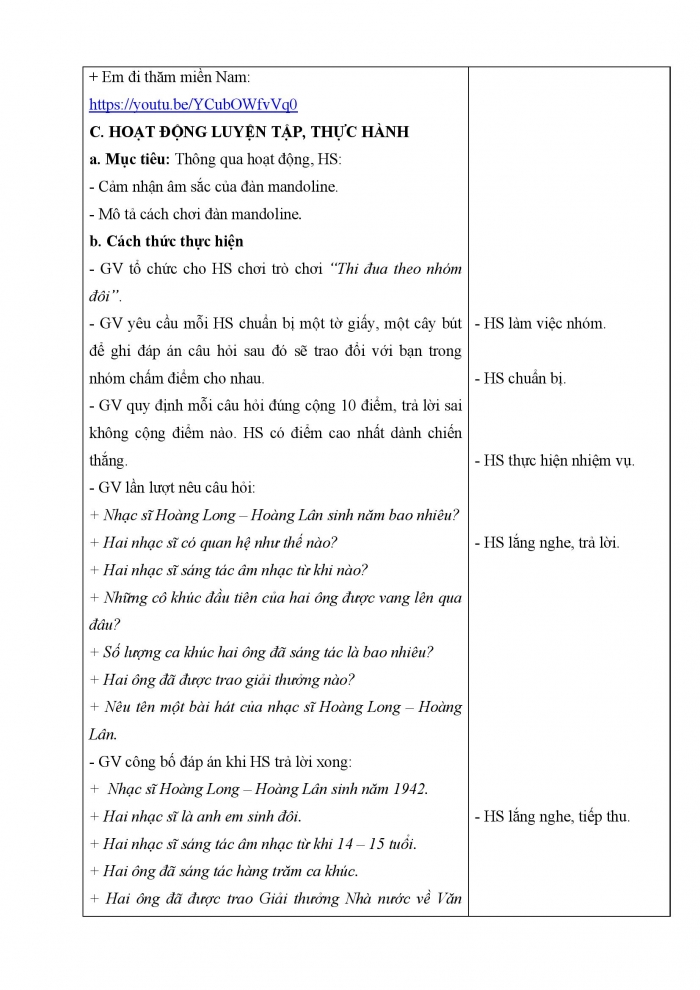 Giáo án và PPT Âm nhạc 5 chân trời Tiết 3: Ôn tập đọc nhạc. Bài đọc nhạc số 2. Thường thức âm nhạc. Giới thiệu hai nhạc sĩ Hoàng Long, Hoàng Lân