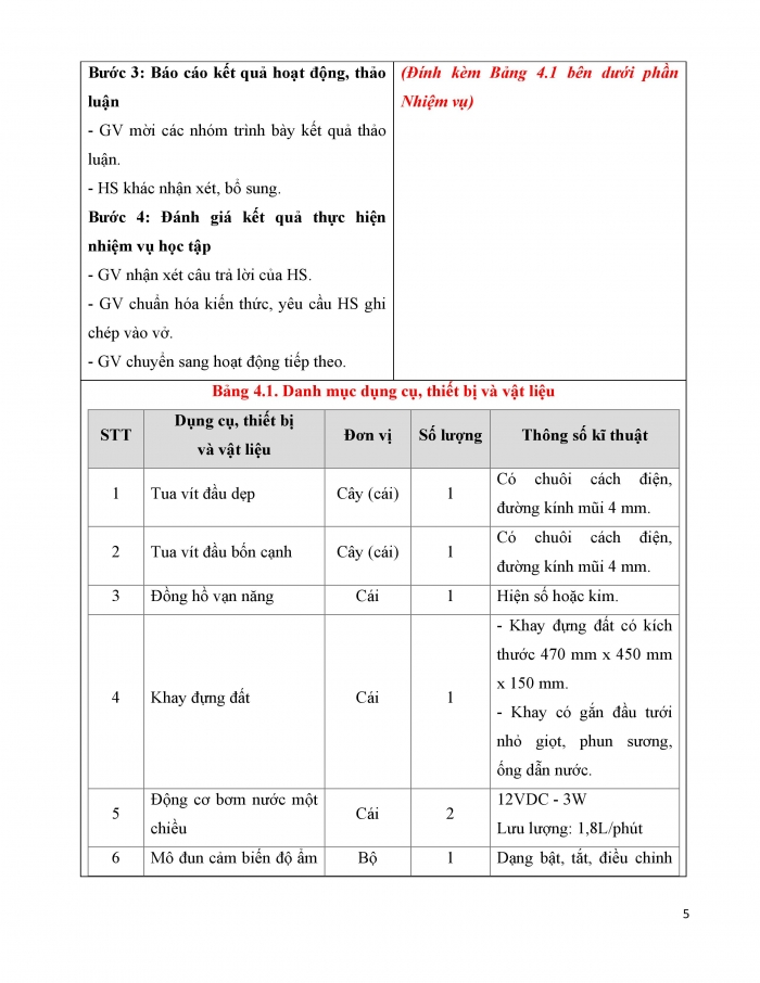 Giáo án và PPT công nghệ 9 nông nghiệp 4.0 chân trời chủ đề 4: Thực hành lắp đặt mạch điện ứng dụng công nghệ tưới tiêu tự động trong trồng trọt