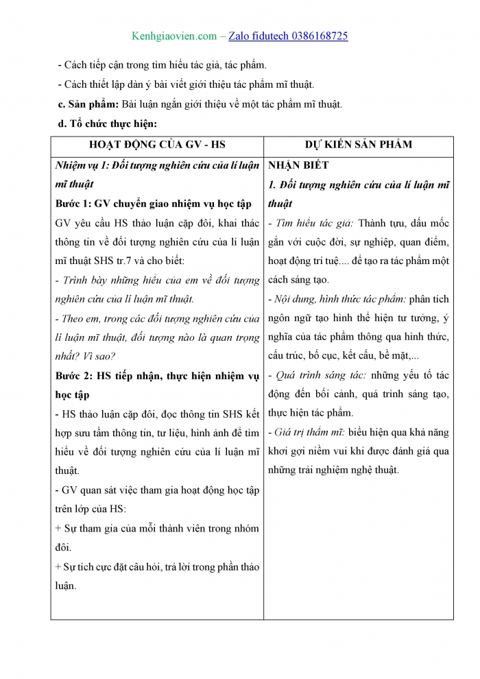 Giáo án và PPT Mĩ thuật 11 Lí luận và Lịch sử mĩ thuật Kết nối Bài 1: Khái quát về lí luận mĩ thuật