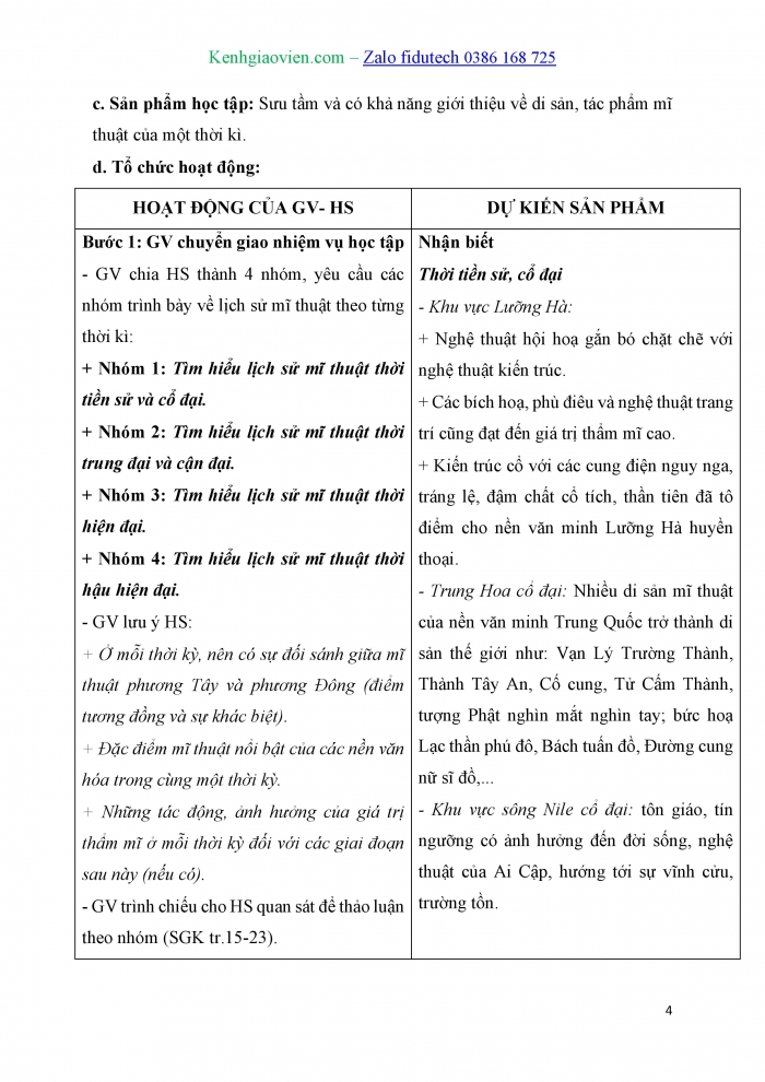 Giáo án và PPT Mĩ thuật 10 Lí luận và Lịch sử mĩ thuật Kết nối Bài 2: Khái quát về lịch sử mĩ thuật thế giới