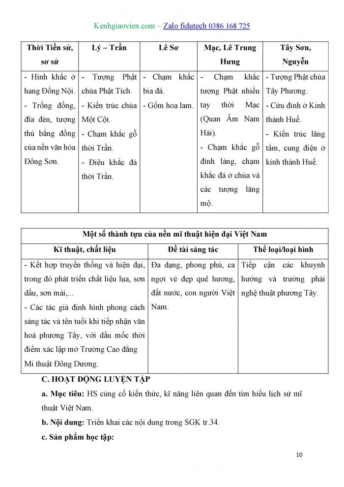 Giáo án và PPT Mĩ thuật 10 Lí luận và Lịch sử mĩ thuật Kết nối Bài 3: Một số nét tiêu biểu của mĩ thuật Việt Nam