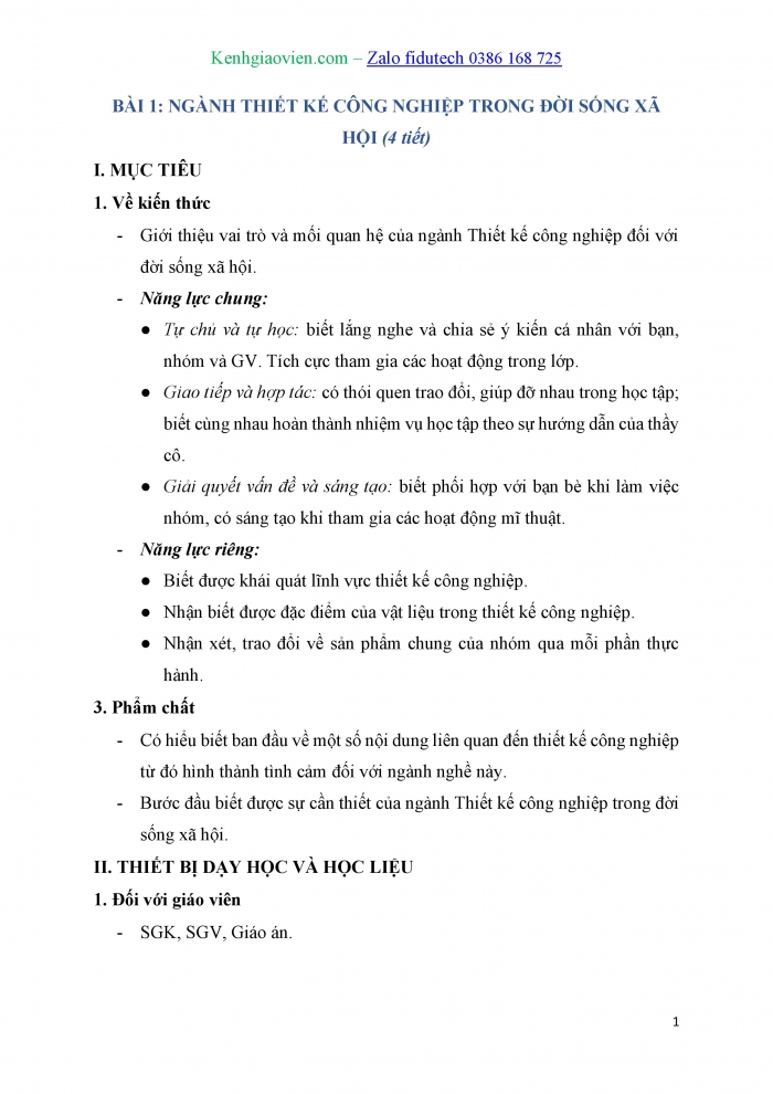 Giáo án và PPT Mĩ thuật 10 Thiết kế công nghiệp Kết nối Bài 1: Ngành Thiết kế công nghiệp trong đời sống xã hội