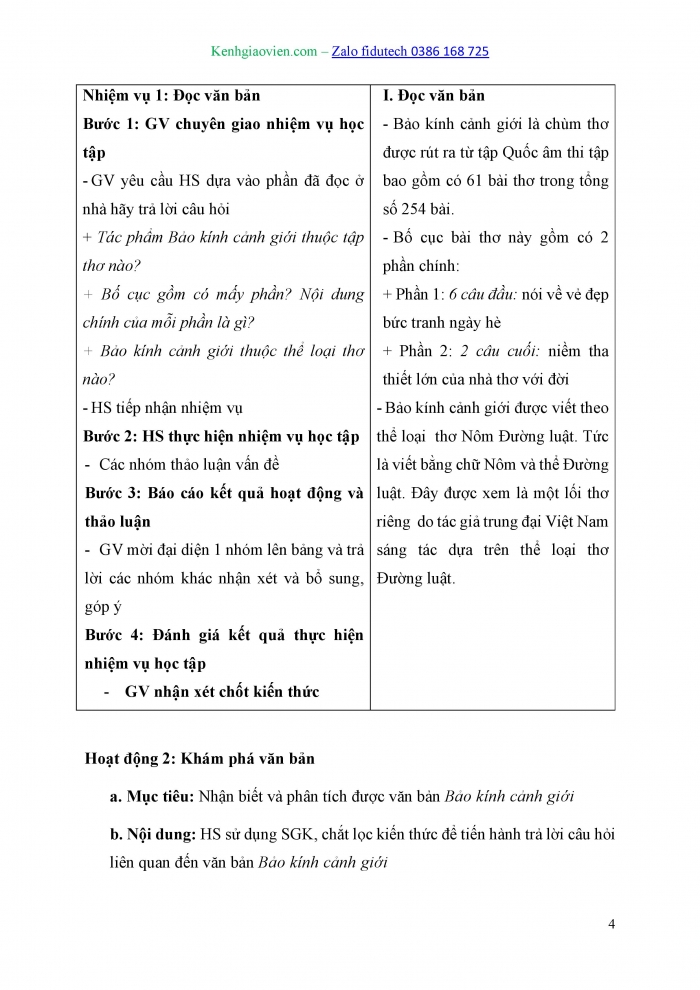 Giáo án và PPT Ngữ văn 10 kết nối Bài 6: Bảo kính cảnh giới (Gương báu răn mình), bài 43 – Nguyễn Trãi