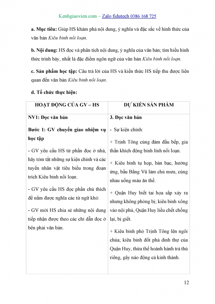 Giáo án và PPT Ngữ văn 10 cánh diều Bài 6: Kiêu binh nổi loạn (Ngô gia văn phái)