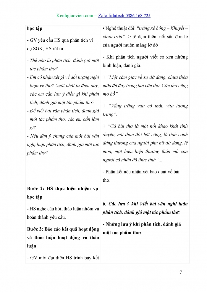 Giáo án và PPT Ngữ văn 10 cánh diều Bài 7: Viết bài văn nghị luận phân tích, đánh giá một tác phẩm thơ