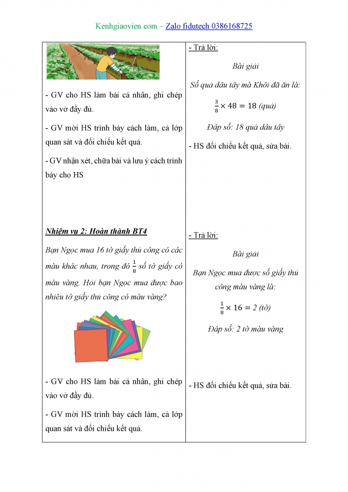 Giáo án và PPT Toán 4 cánh diều Bài 82: Tìm phân số của một số