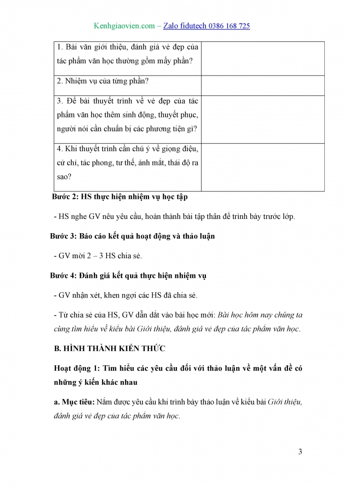 Giáo án và PPT Ngữ văn 10 cánh diều Bài 8: Giới thiệu, đánh giá vẻ đẹp của tác phẩm văn học