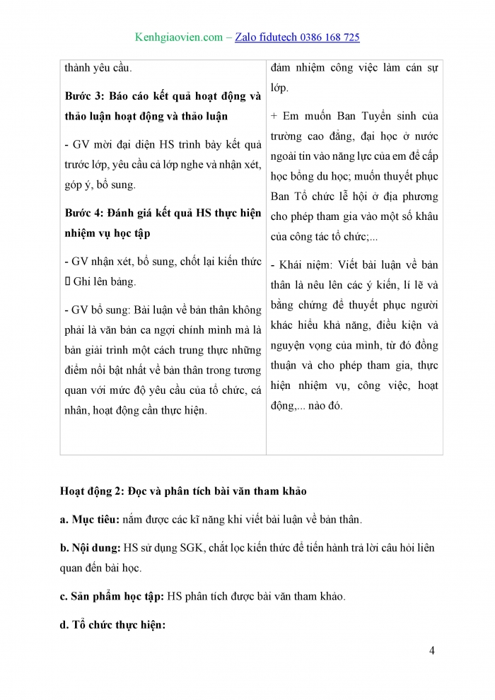 Giáo án và PPT Ngữ văn 10 chân trời Bài 9: Viết bài luận về bản thân