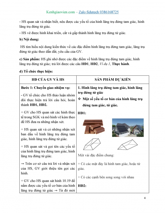 Giáo án và PPT Toán 7 kết nối Bài 37: Hình lăng trụ đứng tam giác và hình lăng trụ đứng tứ giác