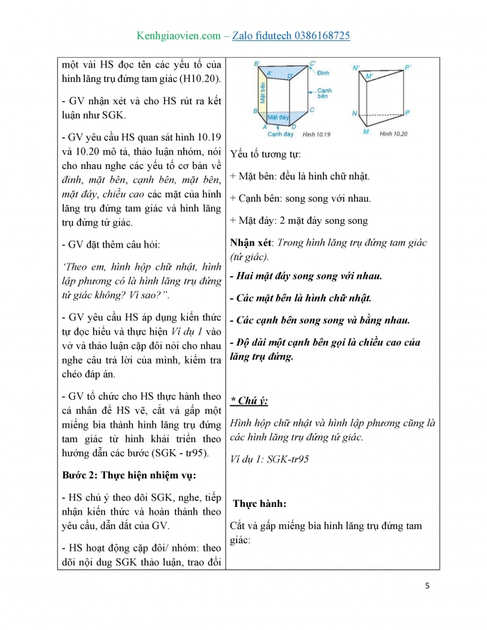 Giáo án và PPT Toán 7 kết nối Bài 37: Hình lăng trụ đứng tam giác và hình lăng trụ đứng tứ giác