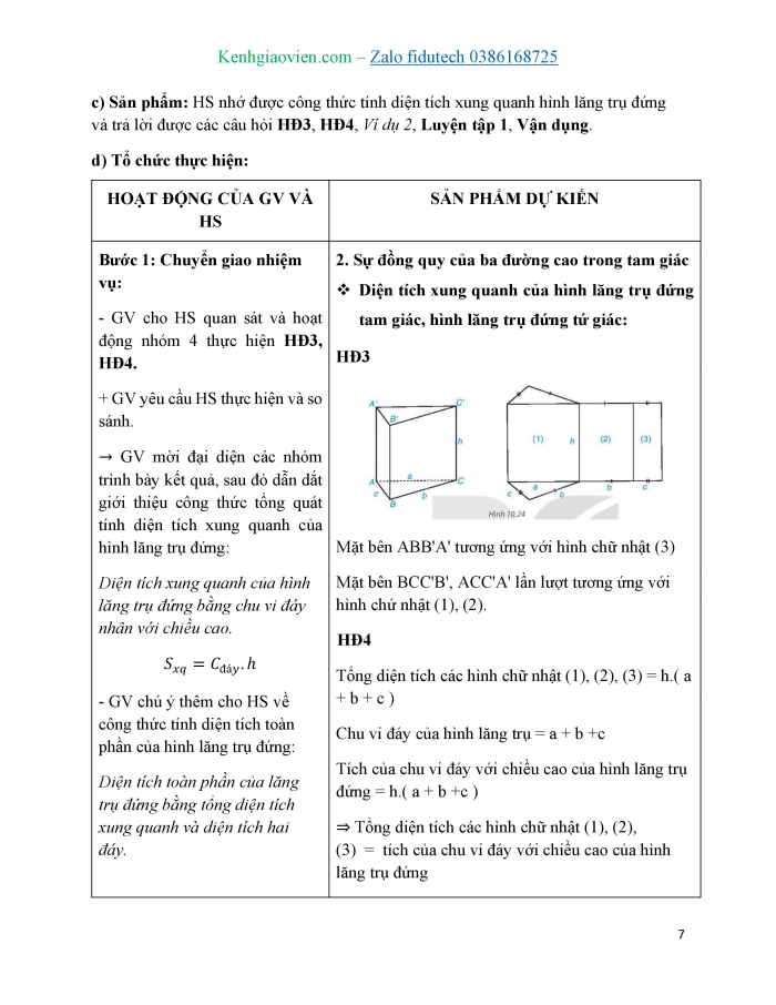 Giáo án và PPT Toán 7 kết nối Bài 37: Hình lăng trụ đứng tam giác và hình lăng trụ đứng tứ giác