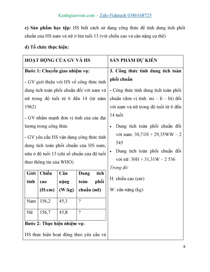 Giáo án và PPT Toán 7 cánh diều Thực hành trải nghiệm Chủ đề 3: Dung tích phổi