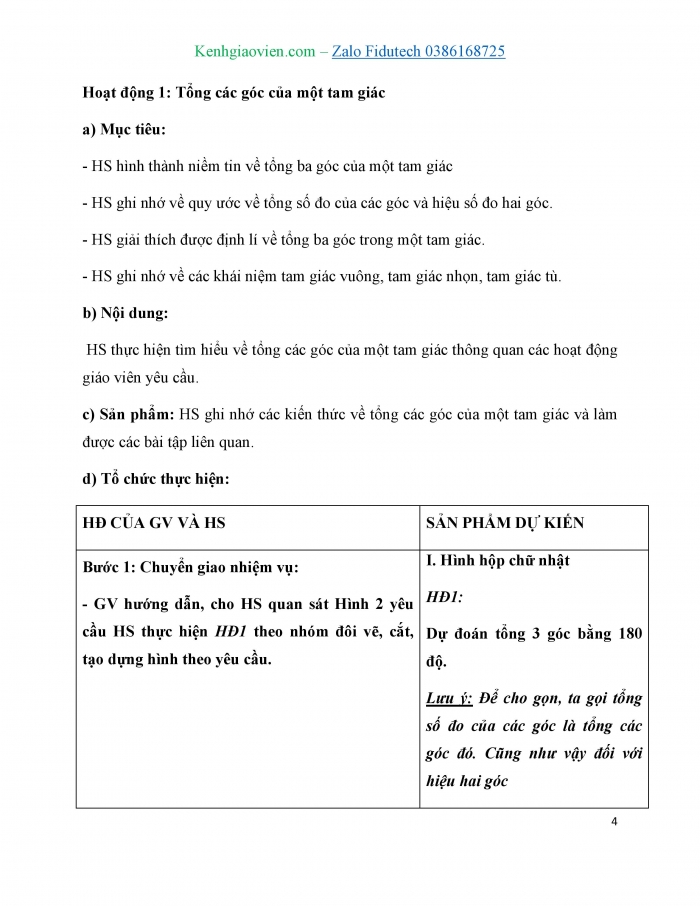 Giáo án và PPT Toán 7 cánh diều Bài 1: Tổng các góc của một tam giác