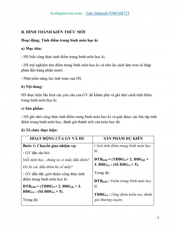 Giáo án và PPT Toán 7 chân trời Bài 5 Hoạt động thực hành và trải nghiệm: Cách tính điểm trung bình môn học kì