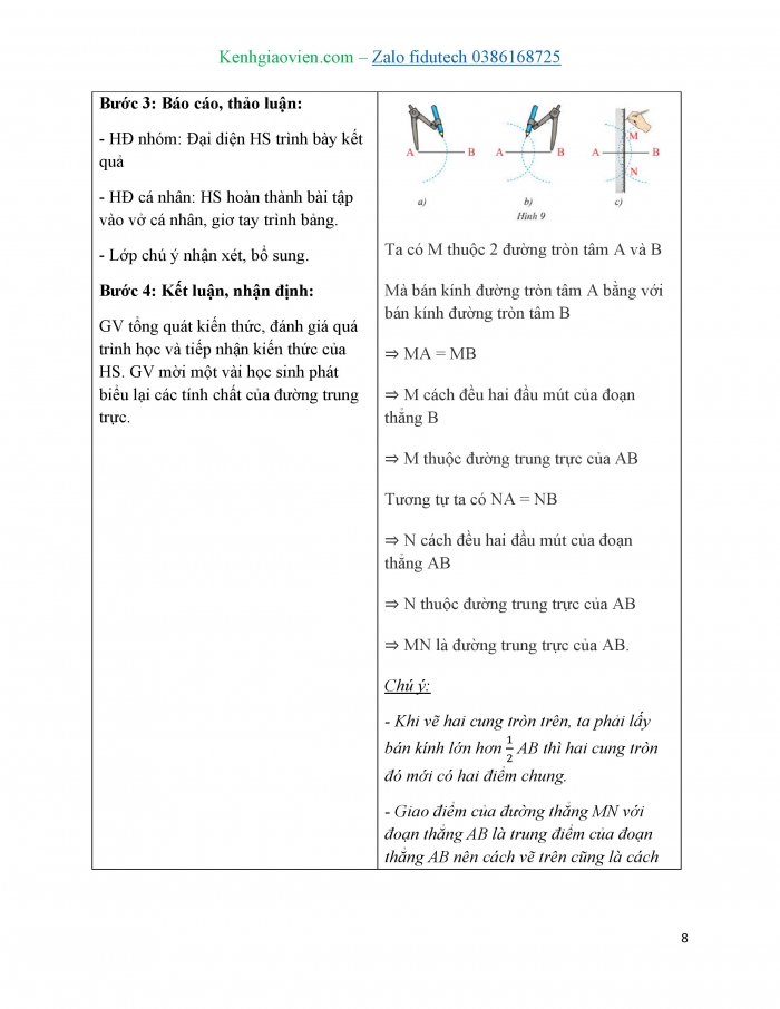 Giáo án và PPT Toán 7 chân trời Bài 5: Đường trung trực của một đoạn thẳng