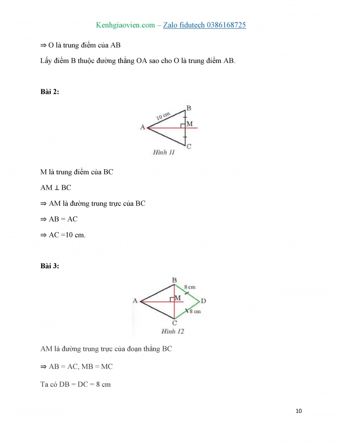 Giáo án và PPT Toán 7 chân trời Bài 5: Đường trung trực của một đoạn thẳng