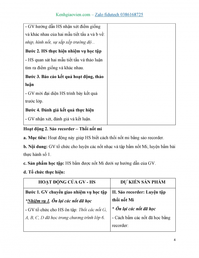 Giáo án và PPT Âm nhạc 7 chân trời Tiết 2: Nhạc cụ thể hiện tiết tấu, Nhạc cụ Sáo recorder Luyện tập thổi nốt Mi