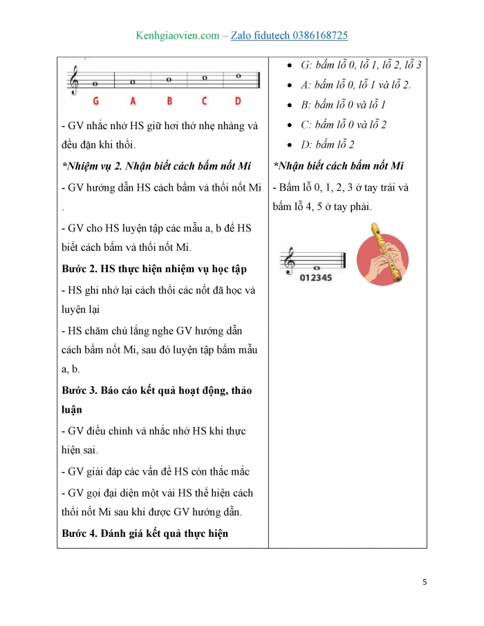 Giáo án và PPT Âm nhạc 7 chân trời Tiết 2: Nhạc cụ thể hiện tiết tấu, Nhạc cụ Sáo recorder Luyện tập thổi nốt Mi