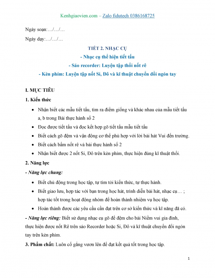 Giáo án và PPT Âm nhạc 7 chân trời Tiết 2: Nhạc cụ thể hiện tiết tấu, Sáo recorder Luyện tập thổi nốt Rê, Kèn phím Luyện tập nốt Si, Đô và kĩ thuật chuyển đổi ngón tay