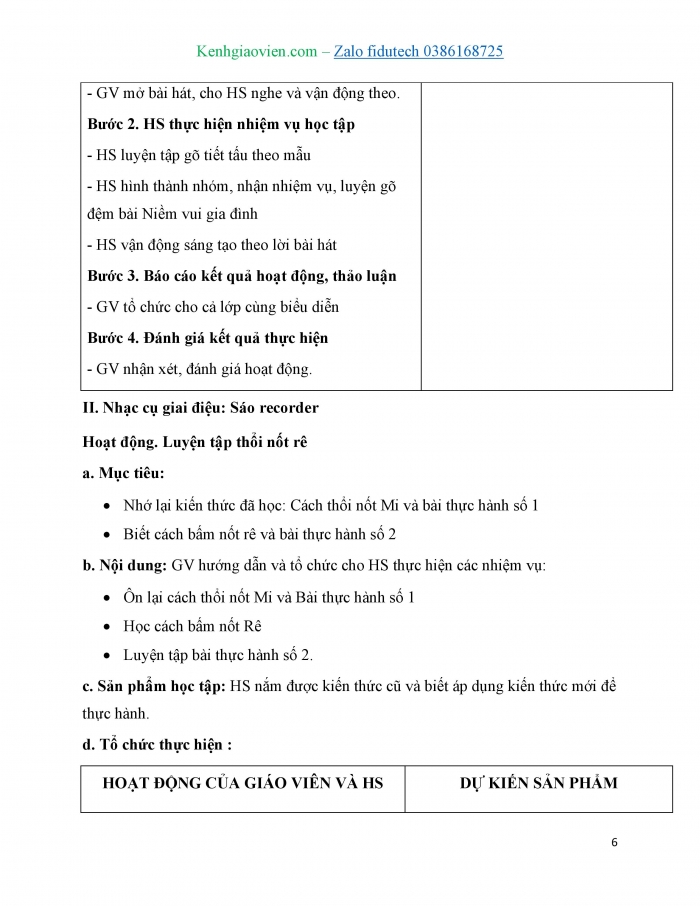 Giáo án và PPT Âm nhạc 7 chân trời Tiết 2: Nhạc cụ thể hiện tiết tấu, Sáo recorder Luyện tập thổi nốt Rê, Kèn phím Luyện tập nốt Si, Đô và kĩ thuật chuyển đổi ngón tay