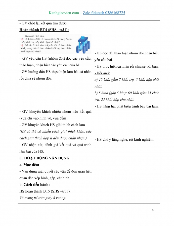 Giáo án và PPT Toán 4 chân trời Bài 56: Xếp hình, vẽ hình