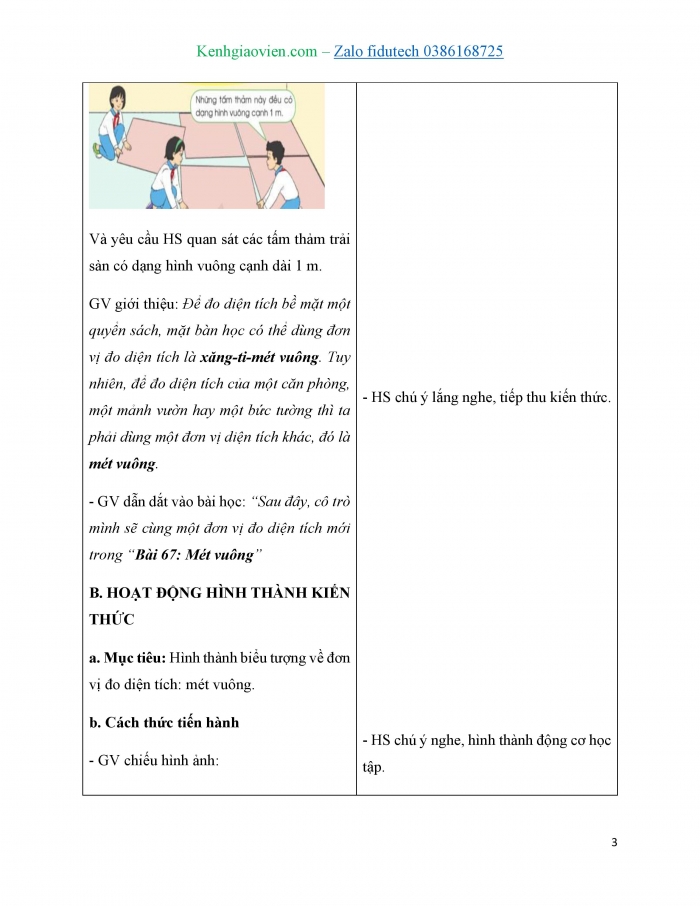 Giáo án và PPT Toán 4 cánh diều Bài 67: Mét vuông