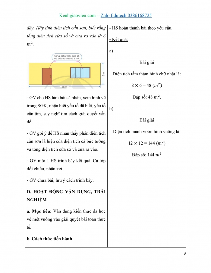 Giáo án và PPT Toán 4 cánh diều Bài 67: Mét vuông